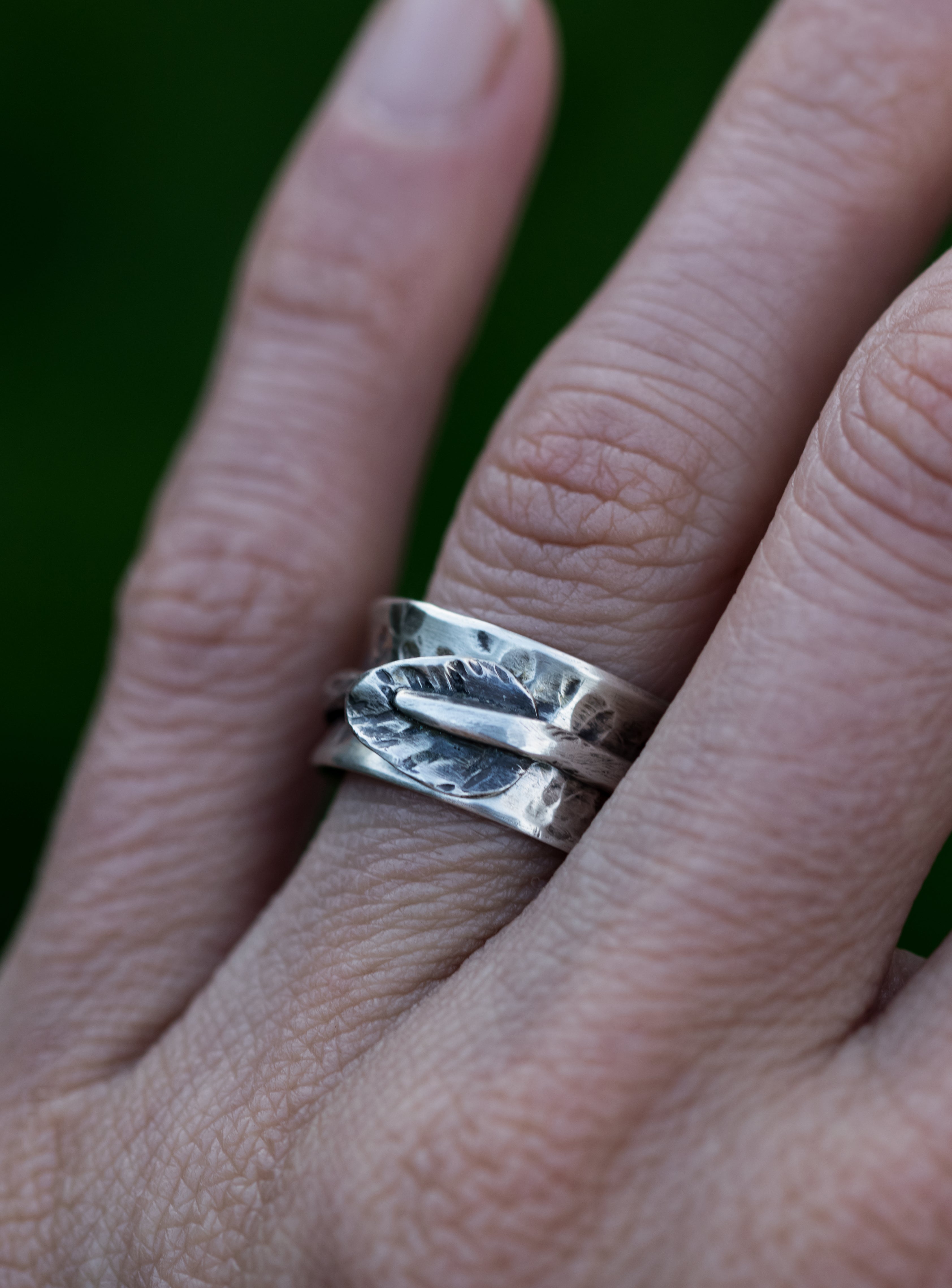 Handmade Leaf Spinner Ring