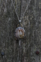 Mixed Metal Palm Wood Pendant