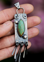Load image into Gallery viewer, Turquoise Tag Pendant with tassels