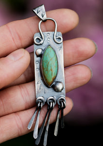 Turquoise Tag Pendant with tassels
