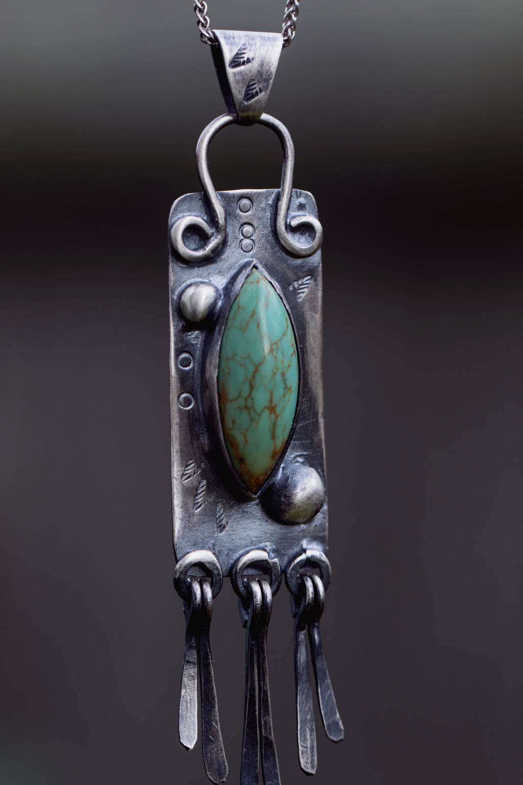 Turquoise Tag Pendant with tassels