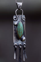 Turquoise Tag Pendant with tassels