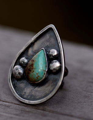 Turquoise Teardrop Statement Ring