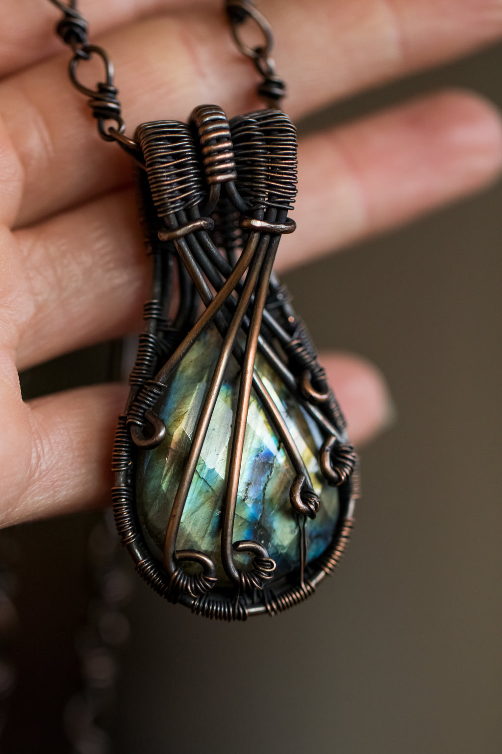 Woven Labradorite Amulet