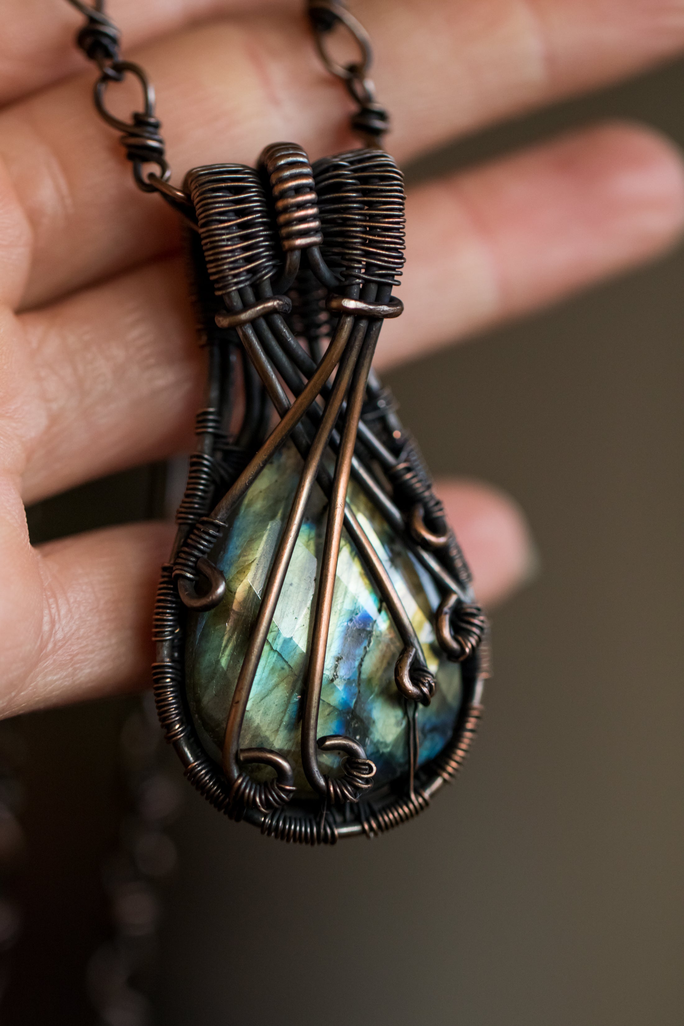 Woven Labradorite Amulet