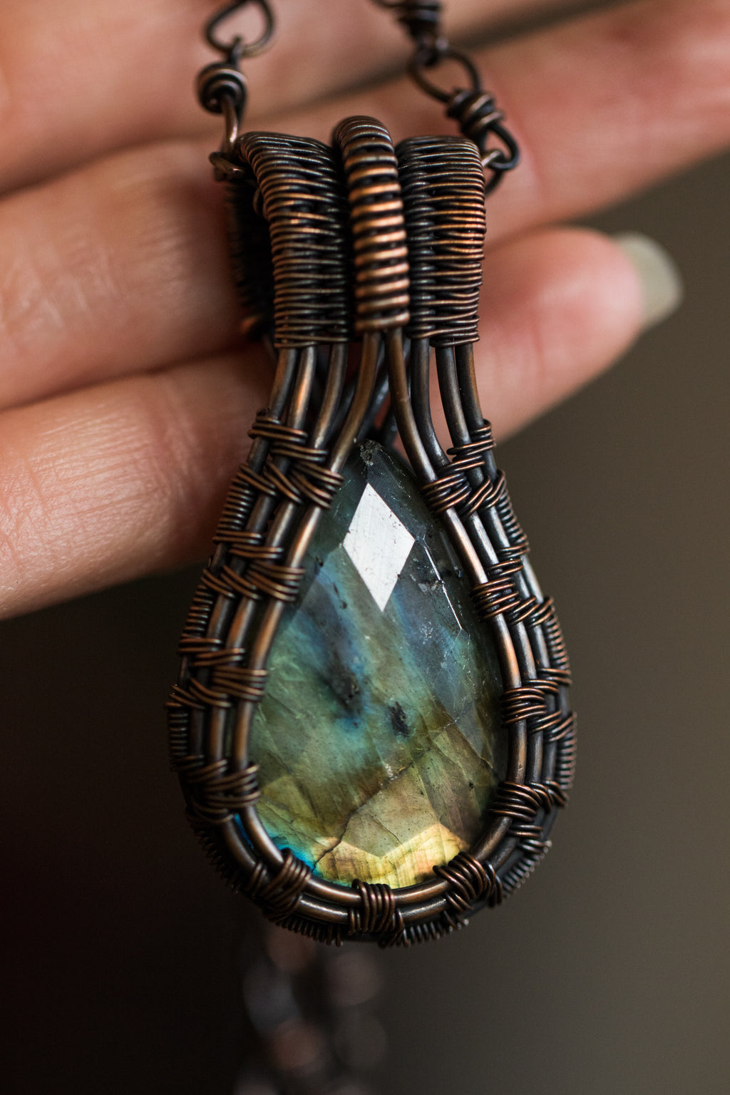 Woven Labradorite Amulet