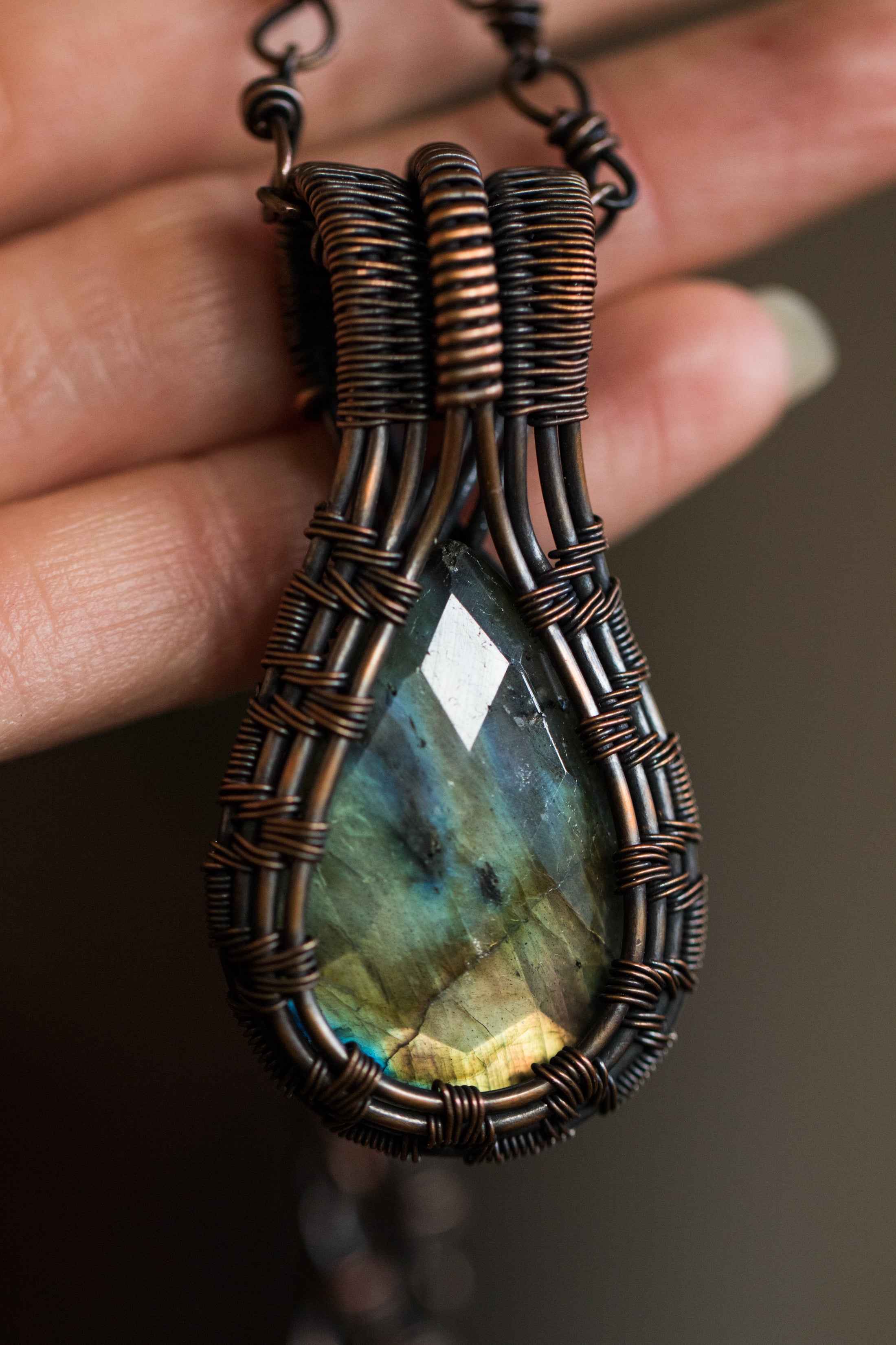 Woven Labradorite Amulet