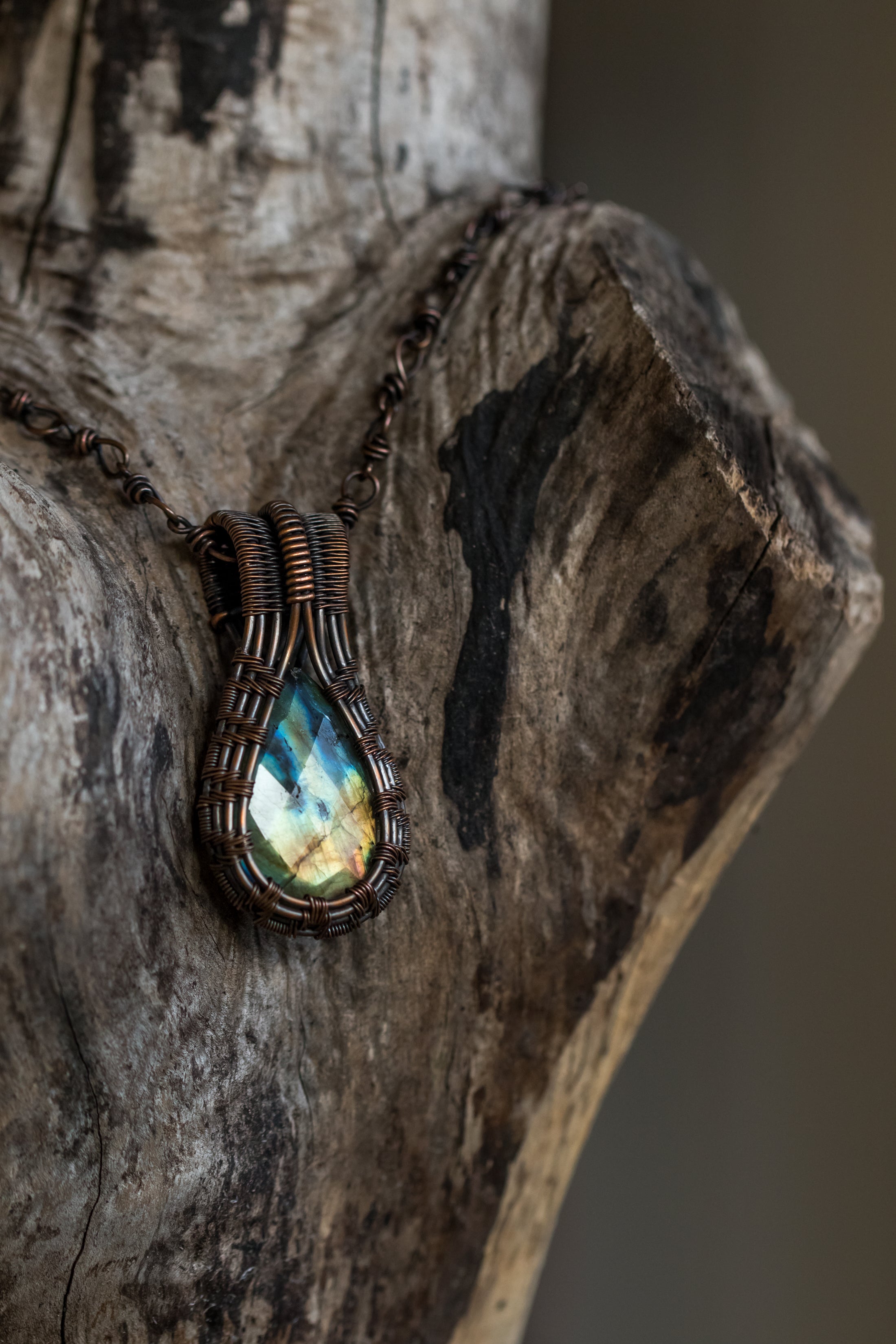 Woven Labradorite Amulet