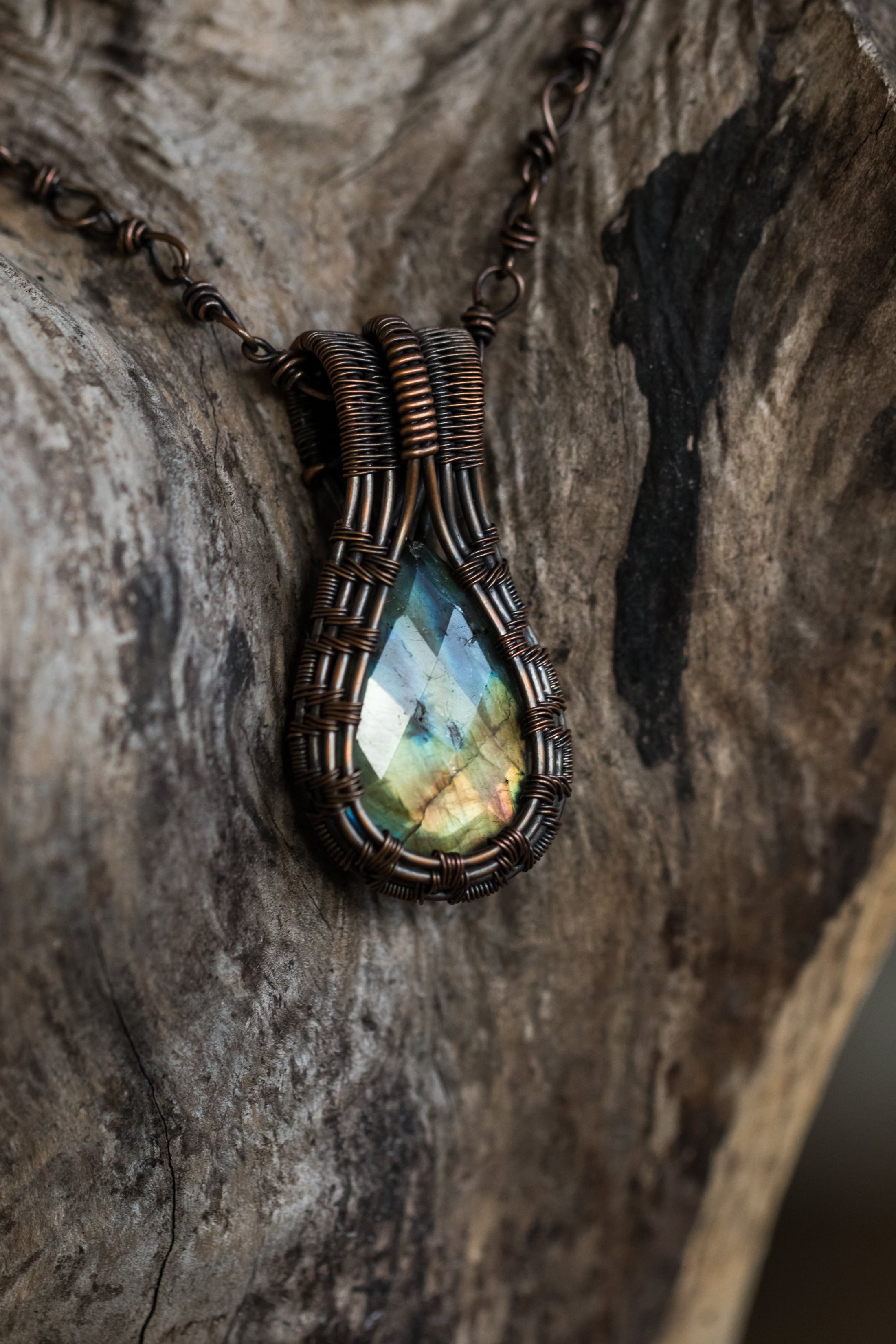 Woven Labradorite Amulet