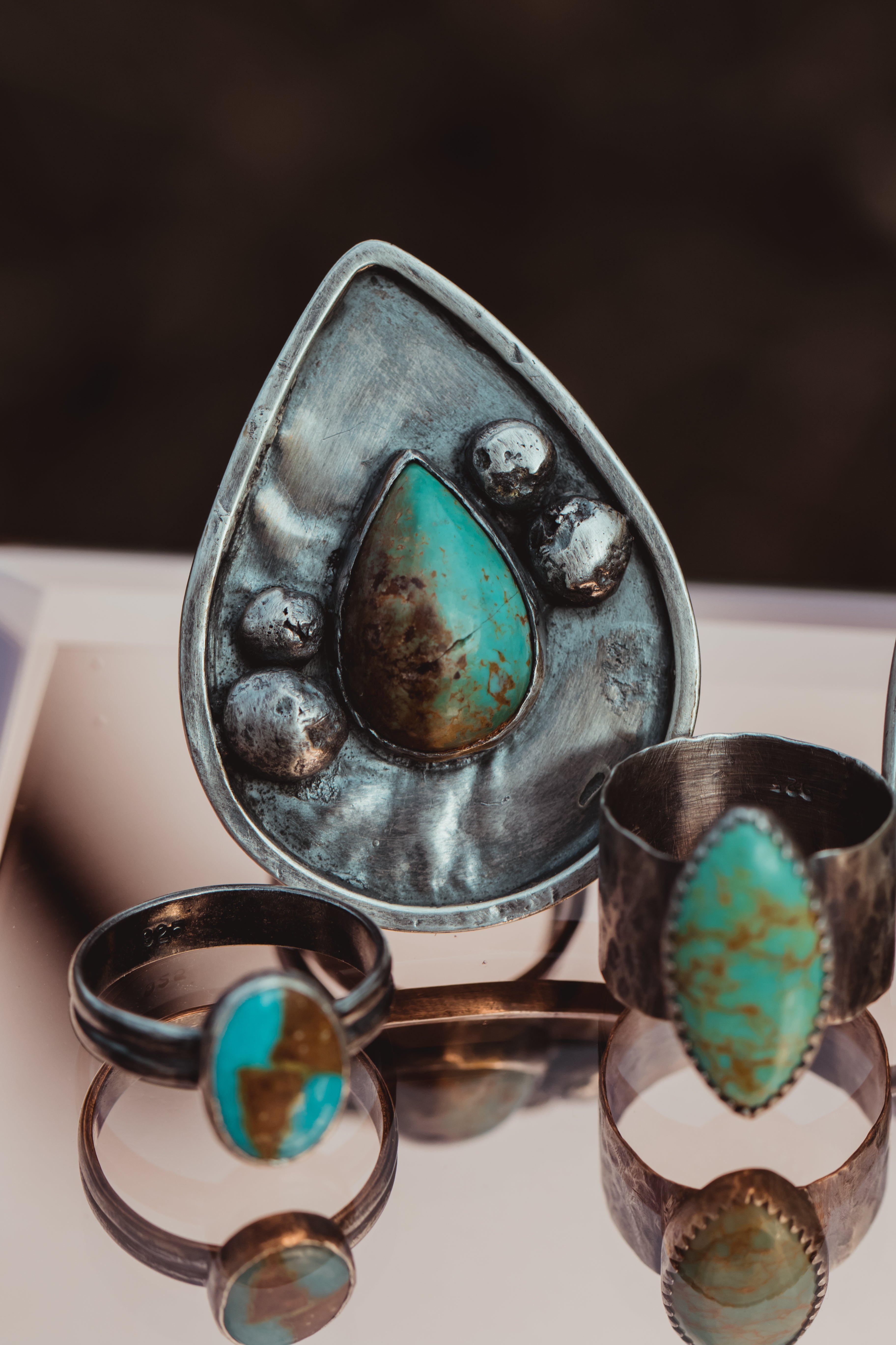 Turquoise Teardrop Statement Ring