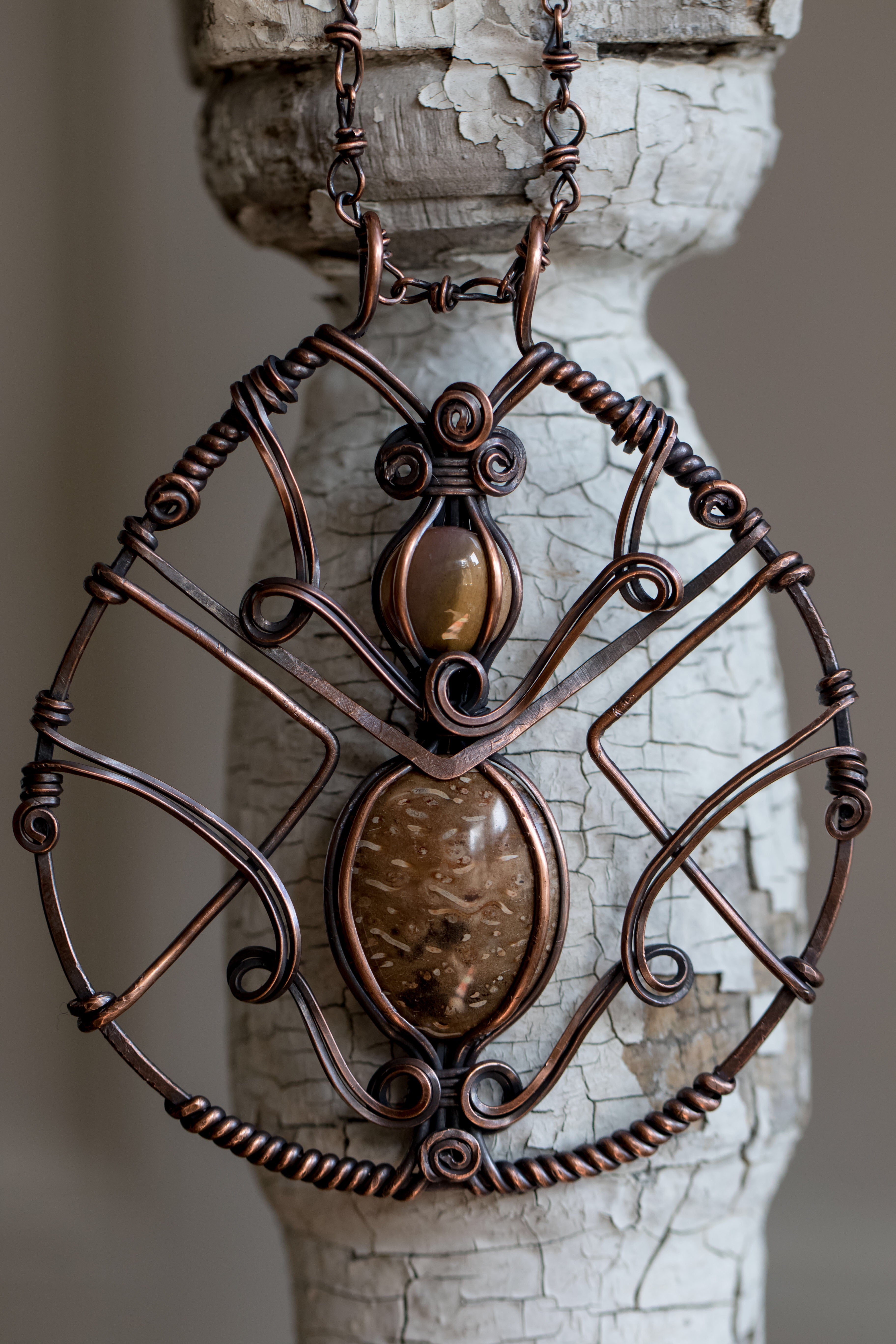 Palm Wood & Jasper Warrior Pendant