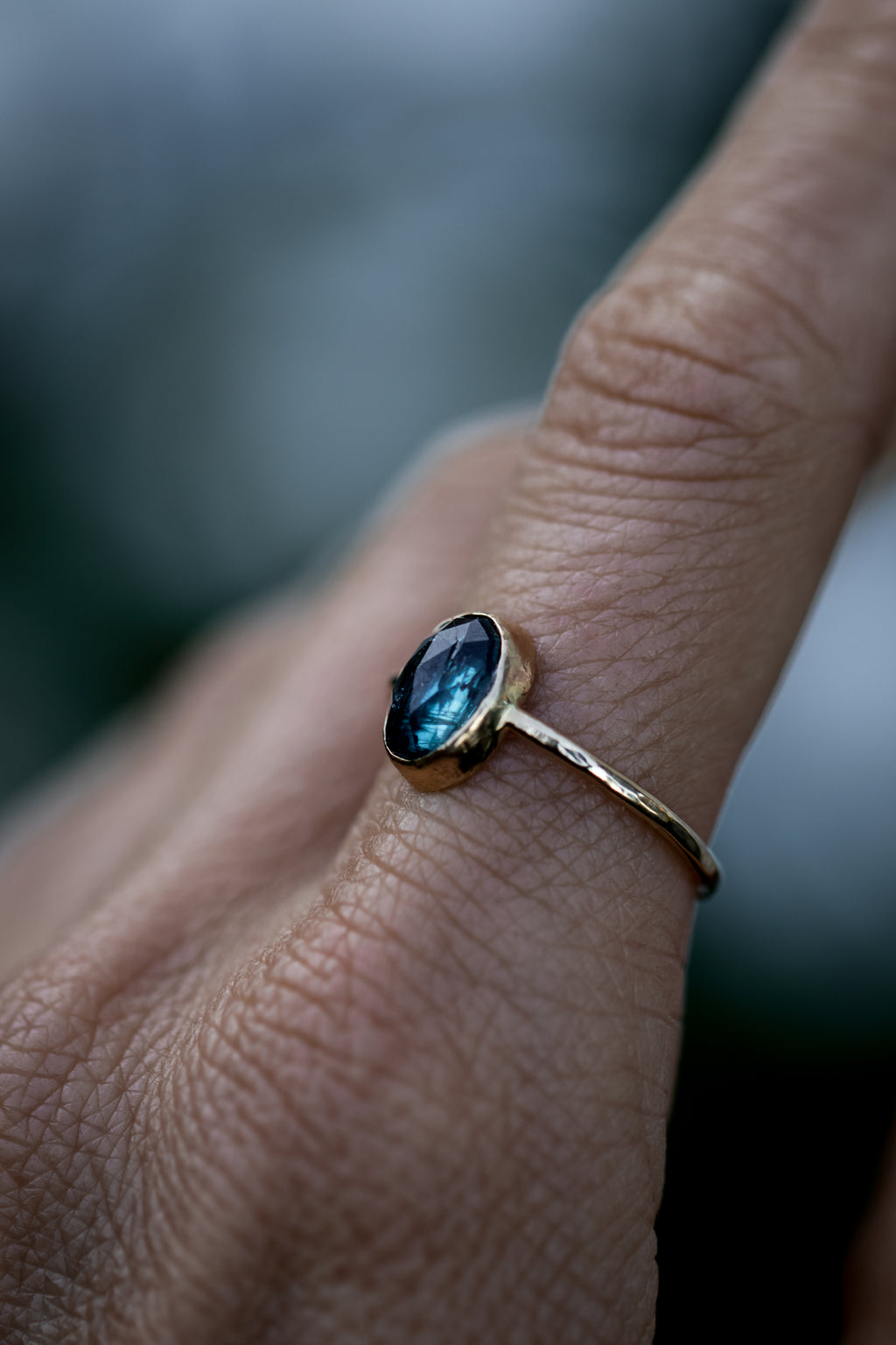 Blue Kyanite Hammered Band