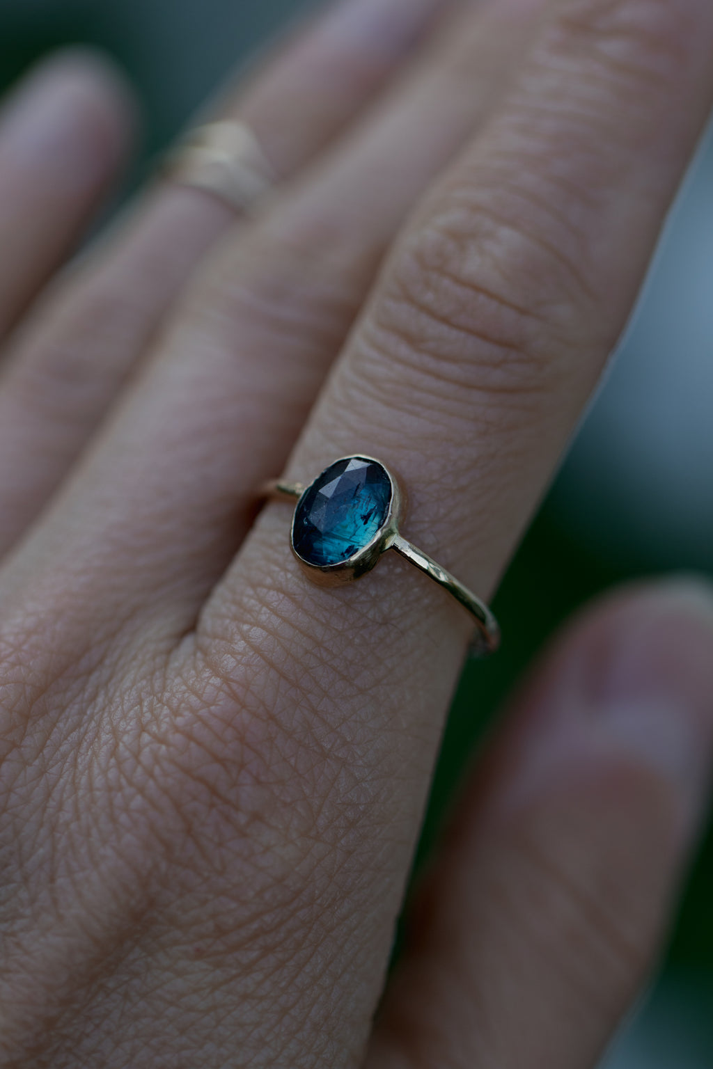 Blue Kyanite Hammered Band