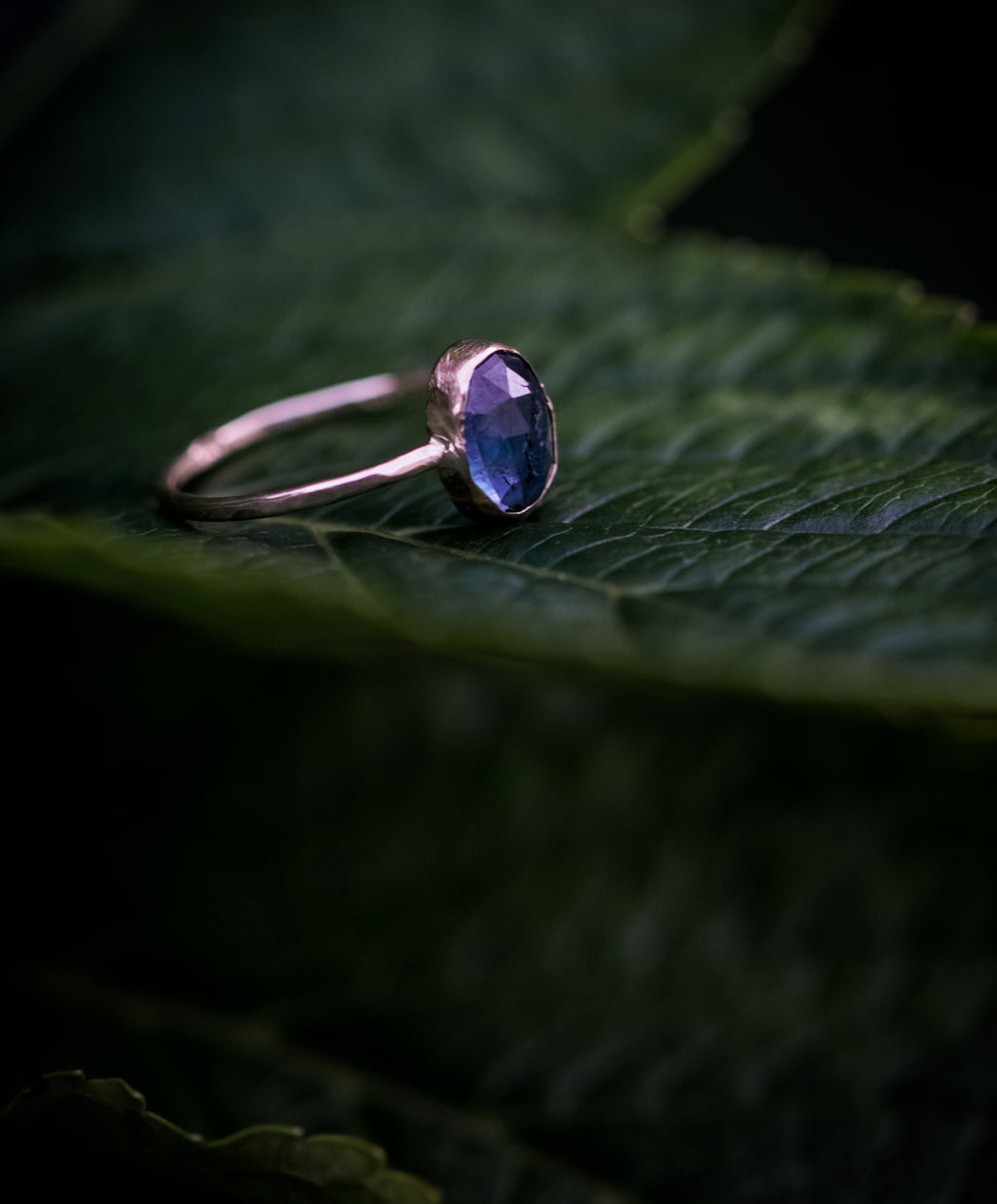 Blue Kyanite Hammered Band
