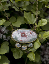 Load image into Gallery viewer, Crazy Lace with Morganite in Brass