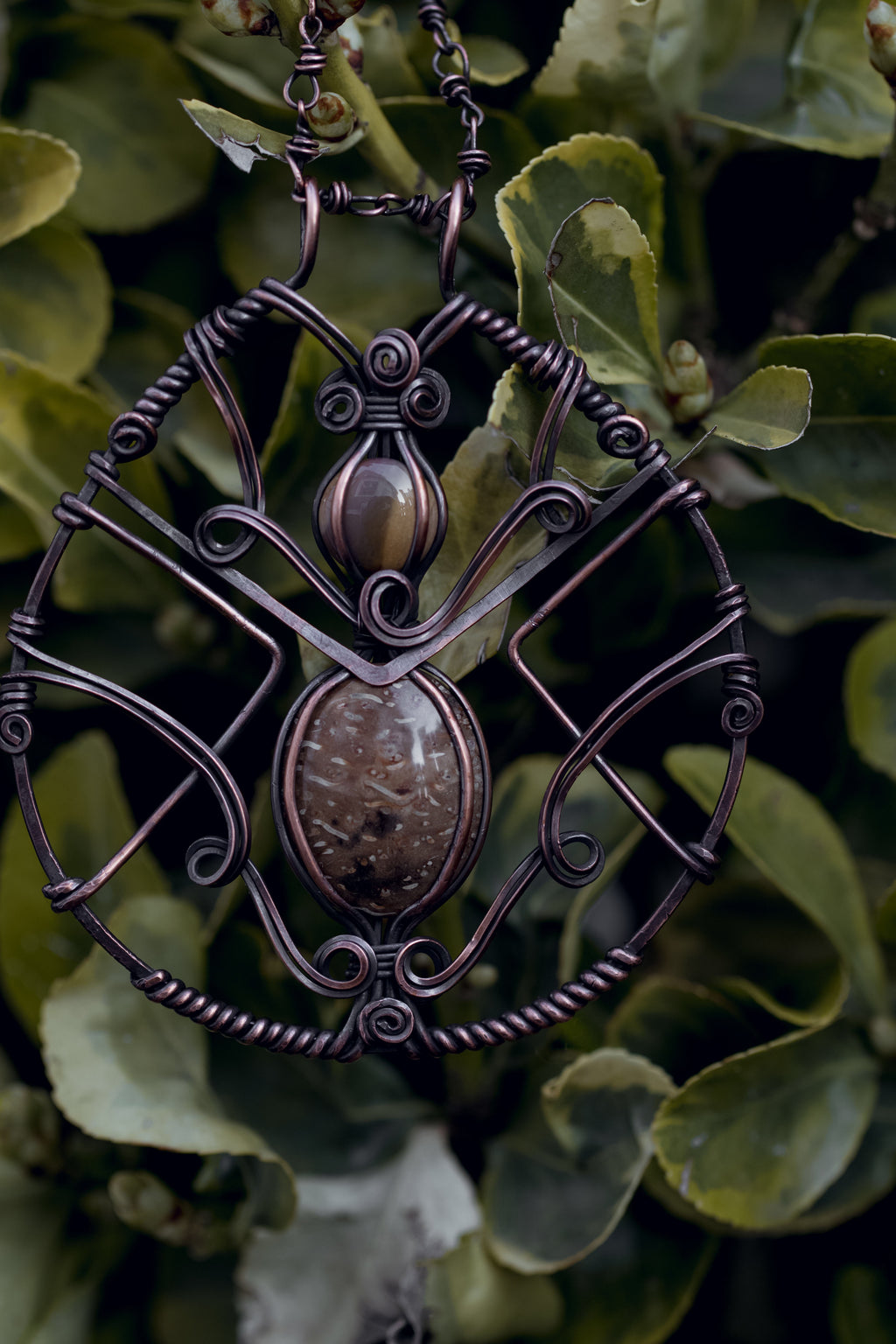 Palm Wood & Jasper Warrior Pendant