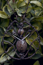 Palm Wood & Jasper Warrior Pendant