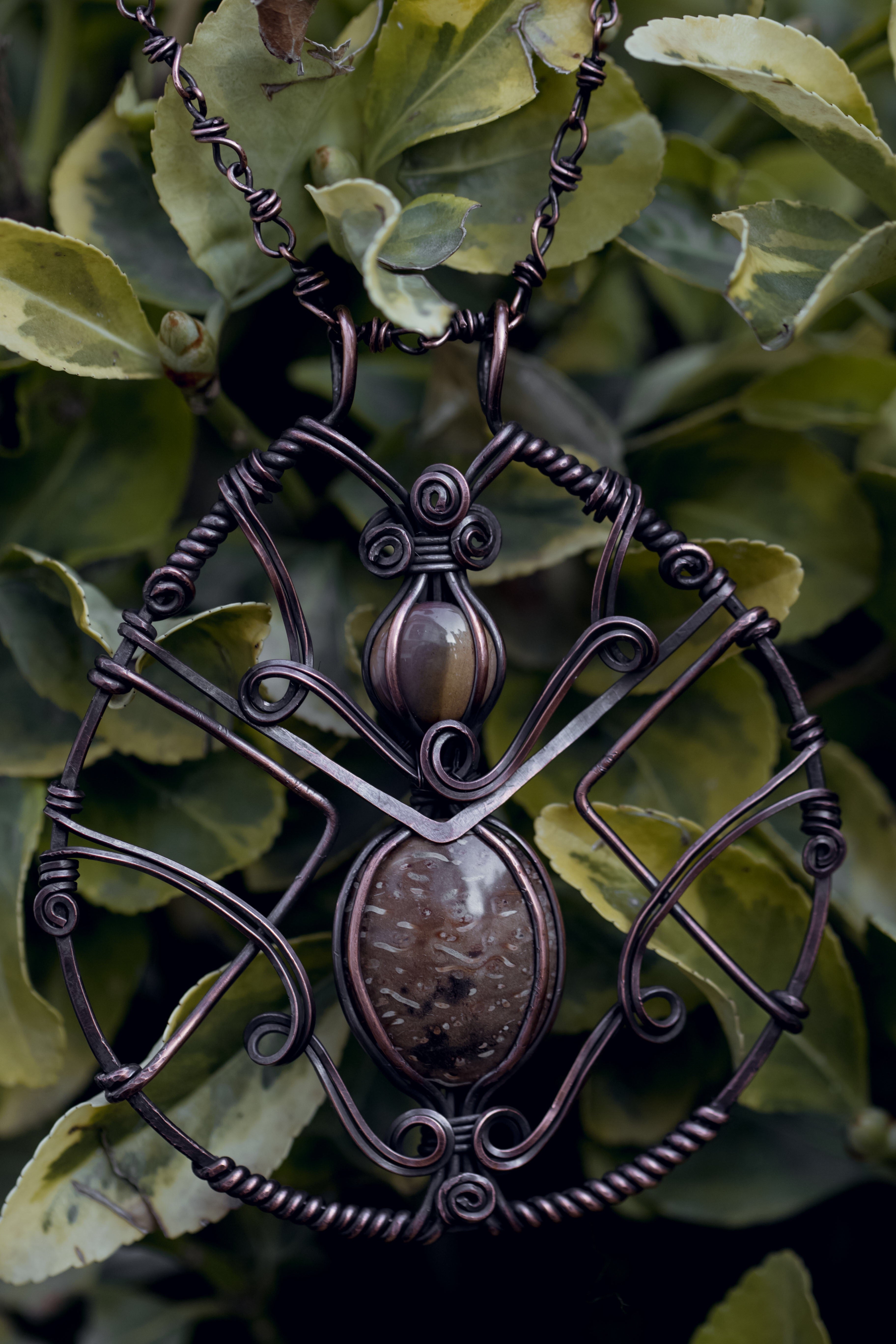 Palm Wood & Jasper Warrior Pendant